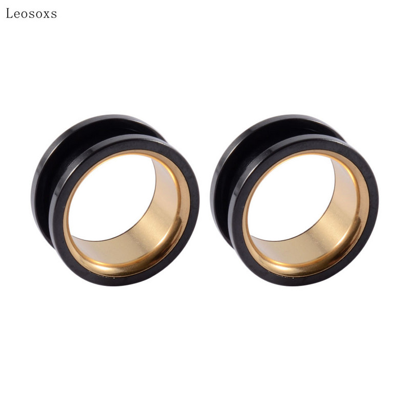 Leosoxs 2 bucăți populare din oțel inoxidabil scripete auriculă bicoloră pe două fețe bijuterii piercing ureche