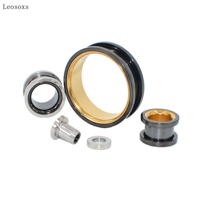 Leosoxs 2 bucăți populare din oțel inoxidabil scripete auriculă bicoloră pe două fețe bijuterii piercing ureche