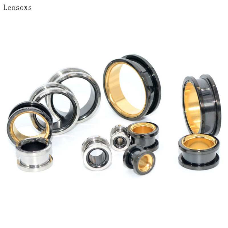 Leosoxs 2 bucăți populare din oțel inoxidabil scripete auriculă bicoloră pe două fețe bijuterii piercing ureche