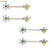 Leosoxs 2 buc. Oferte fierbinte Flower Bee Zircon Inel pentru piept din oțel inoxidabil Tip Pin Piercing cu mreană industrială Bijuterii