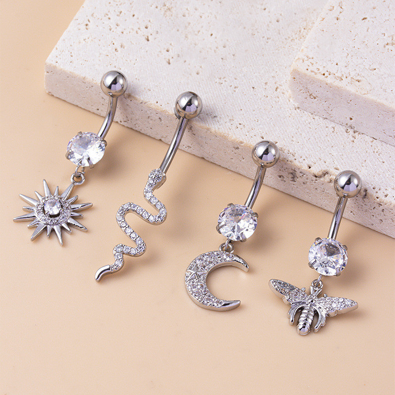 Leosoxs 1 buc. Accesorii pentru piercing pentru buric noi europene și americane Micro Inserție Zircon pandantiv fluture Soare Luna