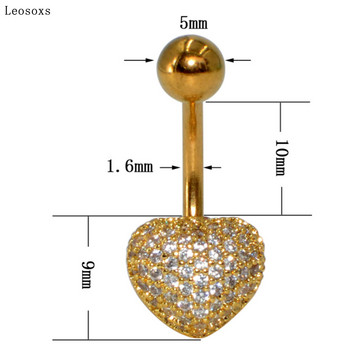 Leosoxs Hot Sale Boutique Full Zircon Belly Button Νύχι από ανοξείδωτο ατσάλι Ομφαλικός δακτύλιος διάτρησης Ομφαλικός δακτύλιος σε σχήμα καρδιάς