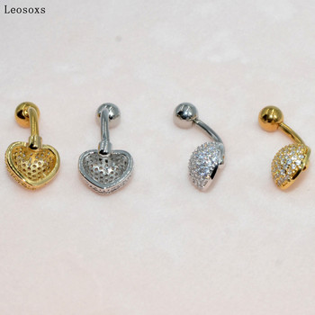 Leosoxs Hot Sale Boutique Full Zircon Belly Button Νύχι από ανοξείδωτο ατσάλι Ομφαλικός δακτύλιος διάτρησης Ομφαλικός δακτύλιος σε σχήμα καρδιάς