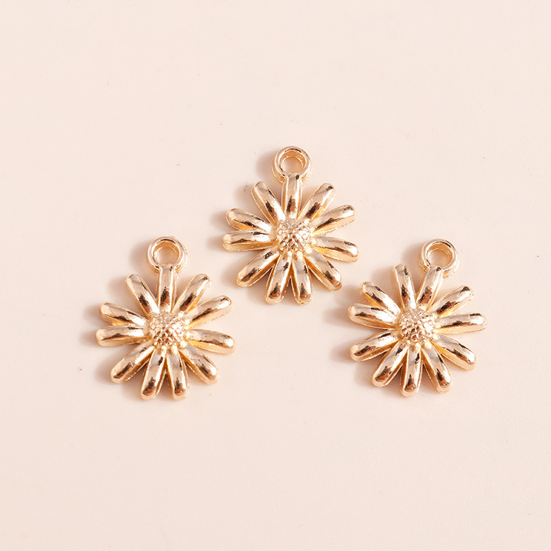 40 buc. 15*12 mm, culoare aurie, flori de margarete, pandantive, pentru colier, brățară, accesorii pentru realizarea de bijuterii, brelocuri cu floarea soarelui