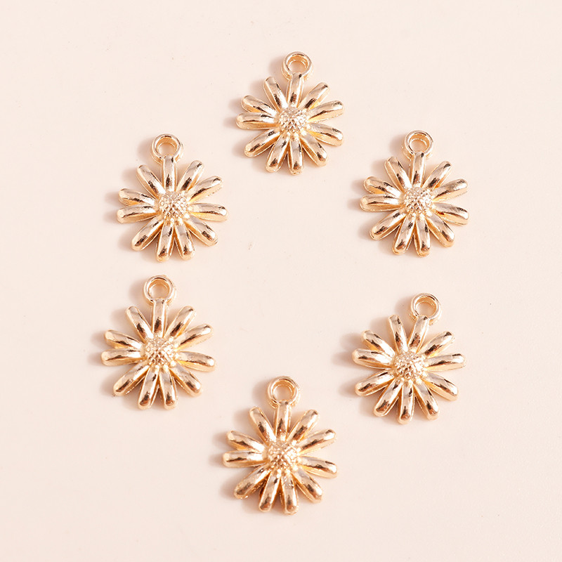 40 buc. 15*12 mm, culoare aurie, flori de margarete, pandantive, pentru colier, brățară, accesorii pentru realizarea de bijuterii, brelocuri cu floarea soarelui