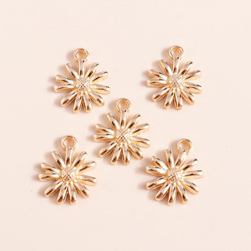 40 buc. 15*12 mm, culoare aurie, flori de margarete, pandantive, pentru colier, brățară, accesorii pentru realizarea de bijuterii, brelocuri cu floarea soarelui
