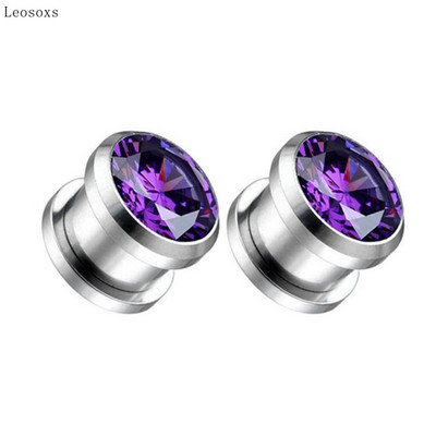Leosoxs 2 bucăți de vânzare fierbinte din oțel inoxidabil scripete auriculă multicolor rotund zircon fire super flash bijuterii piercing ureche