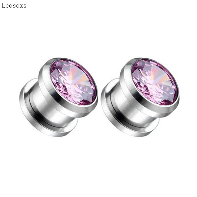 Leosoxs 2 bucăți de vânzare fierbinte din oțel inoxidabil scripete auriculă multicolor rotund zircon fire super flash bijuterii piercing ureche