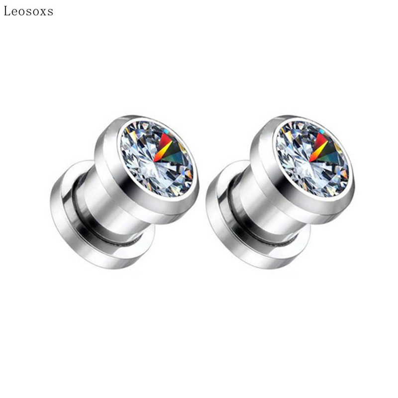 Leosoxs 2 bucăți de vânzare fierbinte din oțel inoxidabil scripete auriculă multicolor rotund zircon fire super flash bijuterii piercing ureche