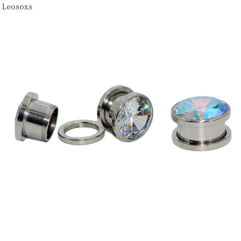 Leosoxs 2 bucăți de vânzare fierbinte din oțel inoxidabil scripete auriculă multicolor rotund zircon fire super flash bijuterii piercing ureche