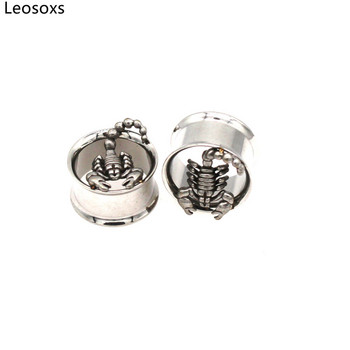 Leosoxs 1 ζεύγος από ανοξείδωτο ατσάλι Hollow Horn Scorpion Ear Gauges Earrings Ear Expander 8-25mm Body Piercing Jewelry Oreja