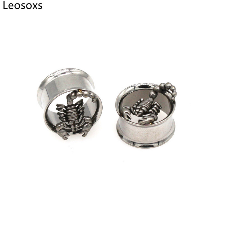 Leosoxs 1 pár rozsdamentes acél üreges szarv Scorpion fülmérők fülbevaló fültágító 8-25 mm testpiercing ékszer oreja
