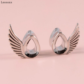 Leosoxs 2 τεμ Μοντέρνο και εξαίσιο Angel Wings Ear Expander από ανοξείδωτο ατσάλι Ear Expander 6-16mm Human Body Piercing Jewelry