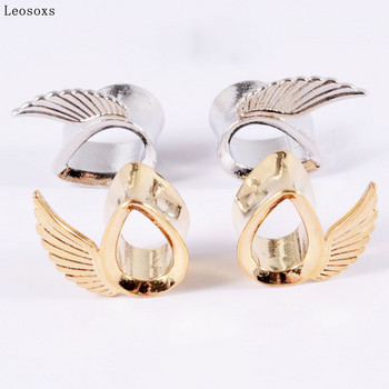 Leosoxs 2 τεμ Μοντέρνο και εξαίσιο Angel Wings Ear Expander από ανοξείδωτο ατσάλι Ear Expander 6-16mm Human Body Piercing Jewelry