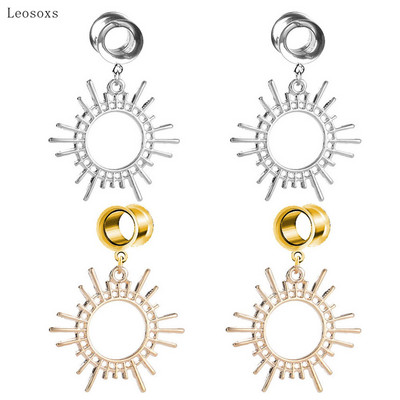 Leosoxs 2pcs European and American Creative Gear Geometric Sun Ear Piercing Jewelry