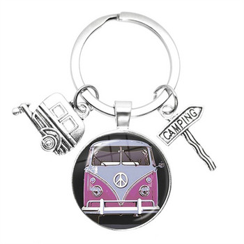 New Arrival Vintage Hippie Peace Sign Van Bus Keychain Fashion Ανδρικά Γυναικεία Τσάντα Κρεμαστό Κρεμαστό Μπρελόκ Κόσμημα Δαχτυλίδι