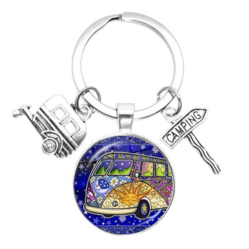 New Arrival Vintage Hippie Peace Sign Van Bus Keychain Fashion Ανδρικά Γυναικεία Τσάντα Κρεμαστό Κρεμαστό Μπρελόκ Κόσμημα Δαχτυλίδι