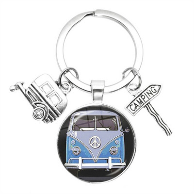 Nouă sosire Vintage Hippie semn de pace Van autobuz breloc modă bărbați femei geantă mașină pandantiv breloc inel suport bijuterii