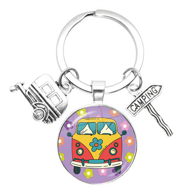 Nouă sosire Vintage Hippie semn de pace Van autobuz breloc modă bărbați femei geantă mașină pandantiv breloc inel suport bijuterii