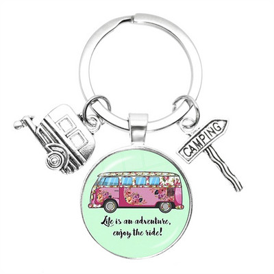 Nouă sosire Vintage Hippie semn de pace Van autobuz breloc modă bărbați femei geantă mașină pandantiv breloc inel suport bijuterii