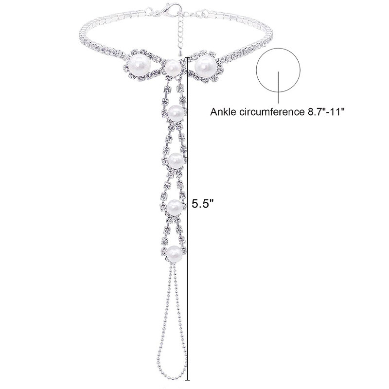 Stonefans 2 buc. gleznă Boho cu piatră și lanț pentru picior din perle de imitație, sandale desculțe, bijuterii pentru toe.