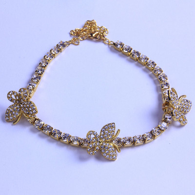 Stonefans Cute Butterfly Charm Rhinestone Tenis gleznă pentru femei Fashion Beach Desculț Butterfly gleznă Bijuterii cu ridicata Cadou