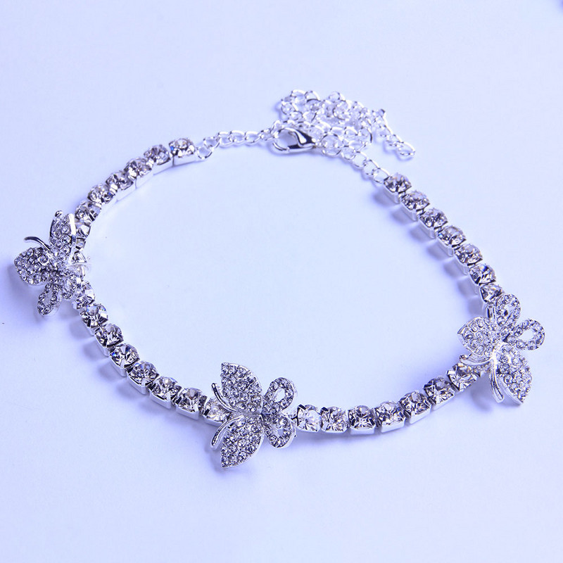 Stonefans Cute Butterfly Charm Rhinestone Tenis gleznă pentru femei Fashion Beach Desculț Butterfly gleznă Bijuterii cu ridicata Cadou