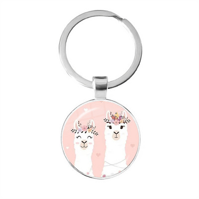 2022 la modă Animal Lama Alpaca Artă Poză Breloc Drăguț Casual Oaie Sticla Cabochon Breloc Cadou cuplu