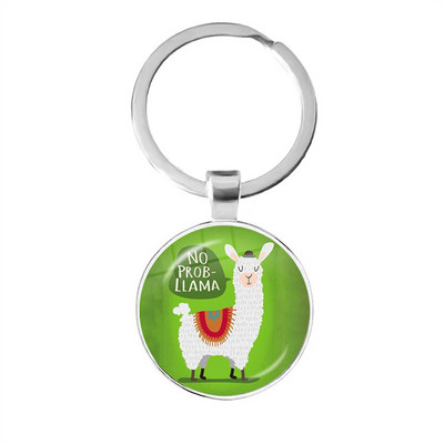 2022 la modă Animal Lama Alpaca Artă Poză Breloc Drăguț Casual Oaie Sticla Cabochon Breloc Cadou cuplu