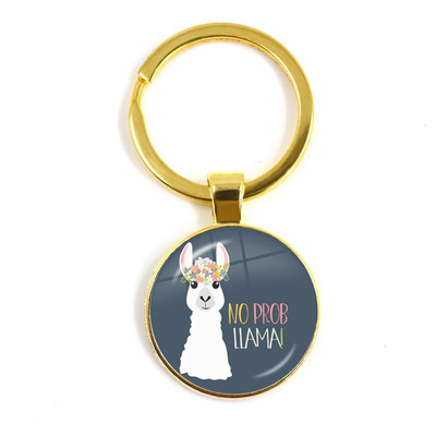 2022 la modă Animal Lama Alpaca Artă Poză Breloc Drăguț Casual Oaie Sticla Cabochon Breloc Cadou cuplu