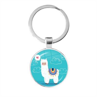 2022 la modă Animal Lama Alpaca Artă Poză Breloc Drăguț Casual Oaie Sticla Cabochon Breloc Cadou cuplu
