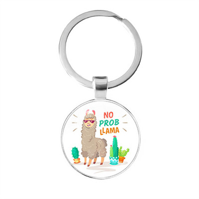 2022 la modă Animal Lama Alpaca Artă Poză Breloc Drăguț Casual Oaie Sticla Cabochon Breloc Cadou cuplu