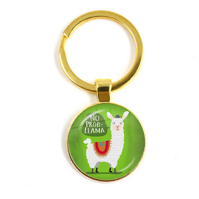 2022 la modă Animal Lama Alpaca Artă Poză Breloc Drăguț Casual Oaie Sticla Cabochon Breloc Cadou cuplu