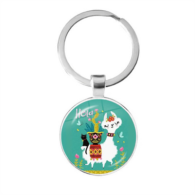 2022 la modă Animal Lama Alpaca Artă Poză Breloc Drăguț Casual Oaie Sticla Cabochon Breloc Cadou cuplu