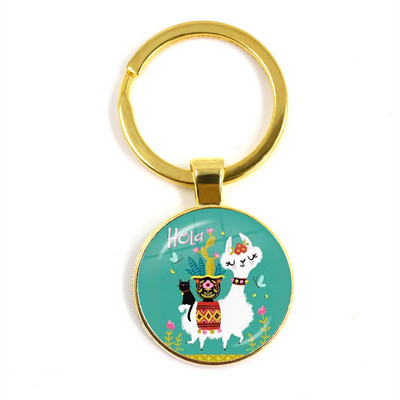 2022 la modă Animal Lama Alpaca Artă Poză Breloc Drăguț Casual Oaie Sticla Cabochon Breloc Cadou cuplu
