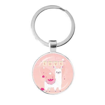 2022 la modă Animal Lama Alpaca Artă Poză Breloc Drăguț Casual Oaie Sticla Cabochon Breloc Cadou cuplu