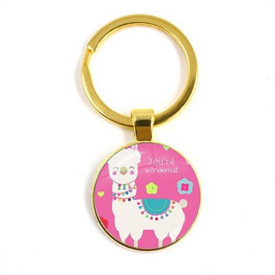 2022 la modă Animal Lama Alpaca Artă Poză Breloc Drăguț Casual Oaie Sticla Cabochon Breloc Cadou cuplu