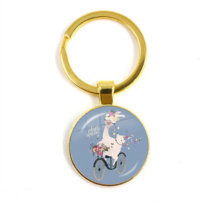 2022 la modă Animal Lama Alpaca Artă Poză Breloc Drăguț Casual Oaie Sticla Cabochon Breloc Cadou cuplu