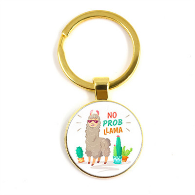 2022 la modă Animal Lama Alpaca Artă Poză Breloc Drăguț Casual Oaie Sticla Cabochon Breloc Cadou cuplu