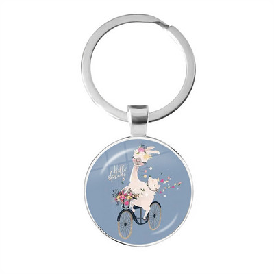 2022 la modă Animal Lama Alpaca Artă Poză Breloc Drăguț Casual Oaie Sticla Cabochon Breloc Cadou cuplu