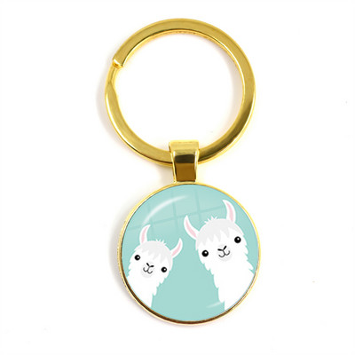 2022 la modă Animal Lama Alpaca Artă Poză Breloc Drăguț Casual Oaie Sticla Cabochon Breloc Cadou cuplu