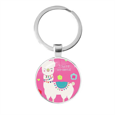 2022 la modă Animal Lama Alpaca Artă Poză Breloc Drăguț Casual Oaie Sticla Cabochon Breloc Cadou cuplu