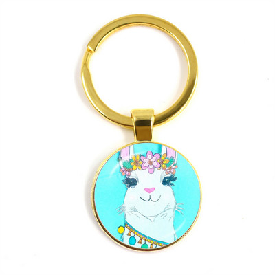 2022 la modă Animal Lama Alpaca Artă Poză Breloc Drăguț Casual Oaie Sticla Cabochon Breloc Cadou cuplu