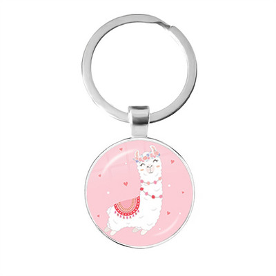 2022 la modă Animal Lama Alpaca Artă Poză Breloc Drăguț Casual Oaie Sticla Cabochon Breloc Cadou cuplu