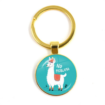 2022 la modă Animal Lama Alpaca Artă Poză Breloc Drăguț Casual Oaie Sticla Cabochon Breloc Cadou cuplu