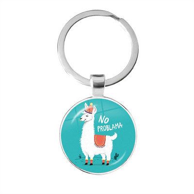 2022 la modă Animal Lama Alpaca Artă Poză Breloc Drăguț Casual Oaie Sticla Cabochon Breloc Cadou cuplu