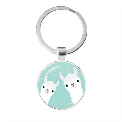 2022 la modă Animal Lama Alpaca Artă Poză Breloc Drăguț Casual Oaie Sticla Cabochon Breloc Cadou cuplu