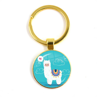 2022 la modă Animal Lama Alpaca Artă Poză Breloc Drăguț Casual Oaie Sticla Cabochon Breloc Cadou cuplu