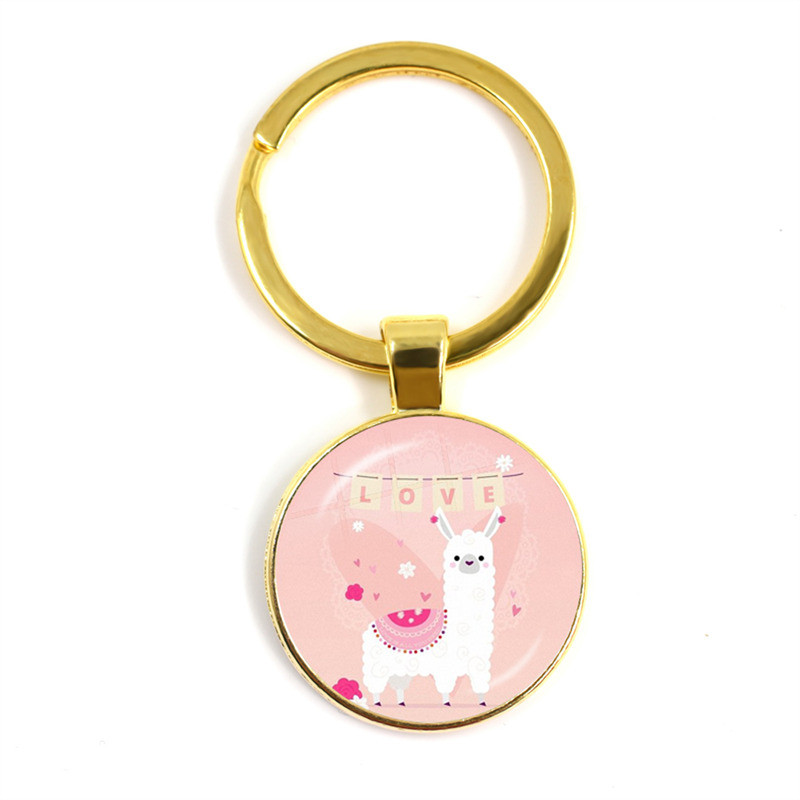 2022 la modă Animal Lama Alpaca Artă Poză Breloc Drăguț Casual Oaie Sticla Cabochon Breloc Cadou cuplu