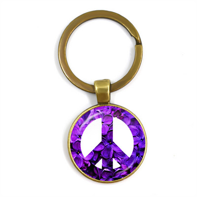 Noi Frumusețe Flori lavandă Dom de sticlă Cabochon Breloc Geantă Breloc pentru mașină Suport inel Brelocuri Brelocuri pentru cadouri